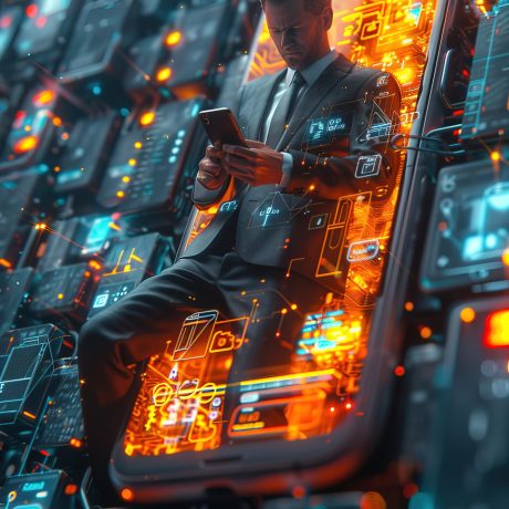 3d-character-emerging-from-smartphone The Engineer comes out of the phone. Create a 3D image of a Engineer character stepping out of a giant smartphone, holding a smartphone, with a app interface on the screen. The businessman should be wearing a suit, with clear, well-defined features and no facial details necessary. --ar 2:3 --style raw --stylize 500 --v 6 Job ID: 2055f6ac-6b69-45b5-a28e-9bd0729d0118